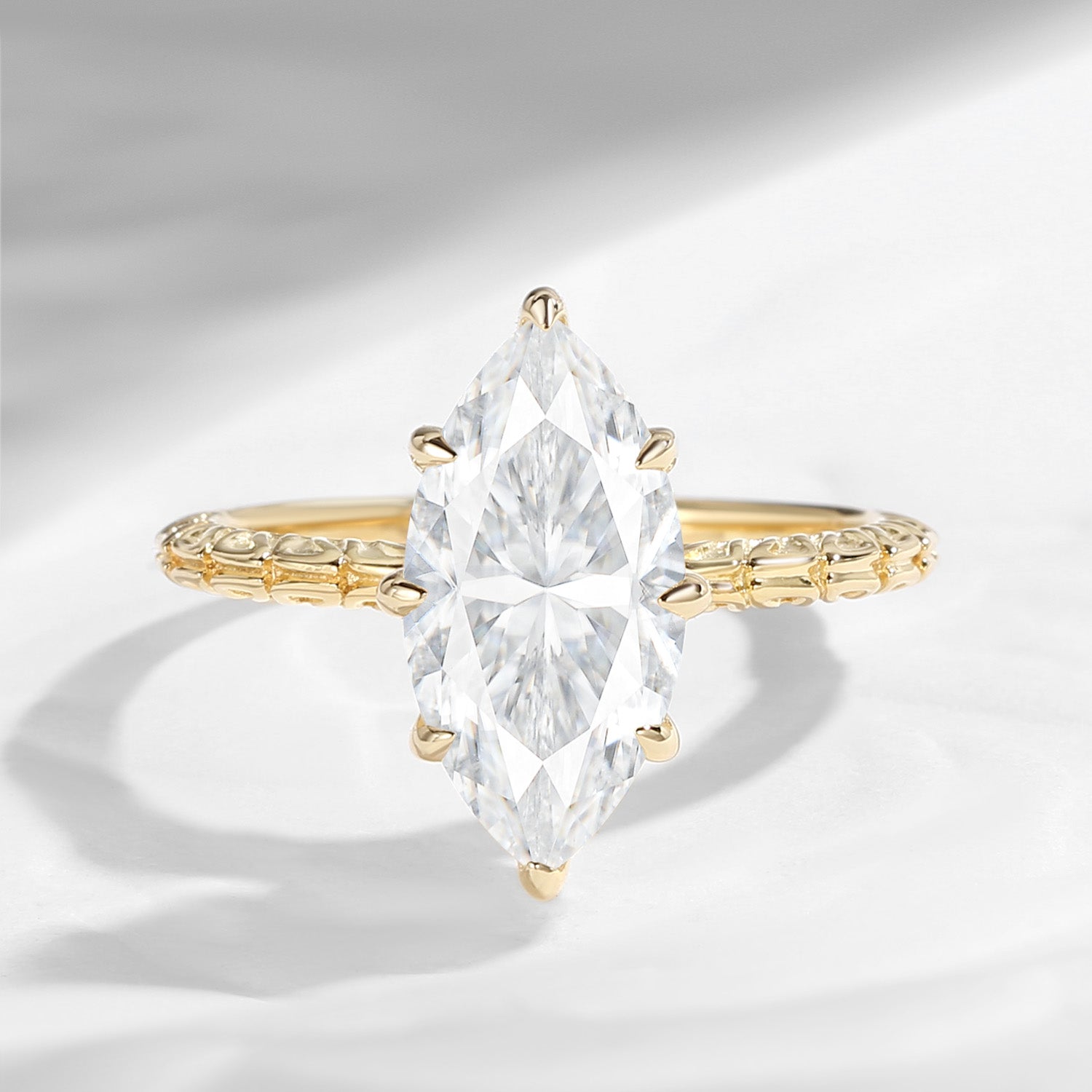 2ct Unique Marquise Moissanite Engagement Ring