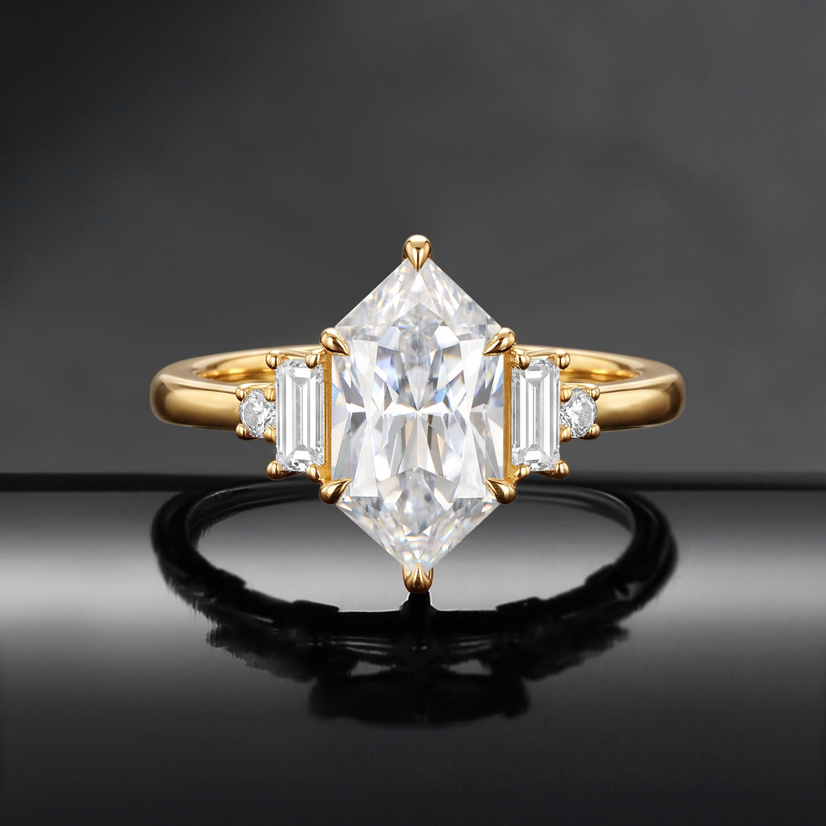 Classic Art-Deco Dutch Marquise Cut Moissanite Engagement Ring