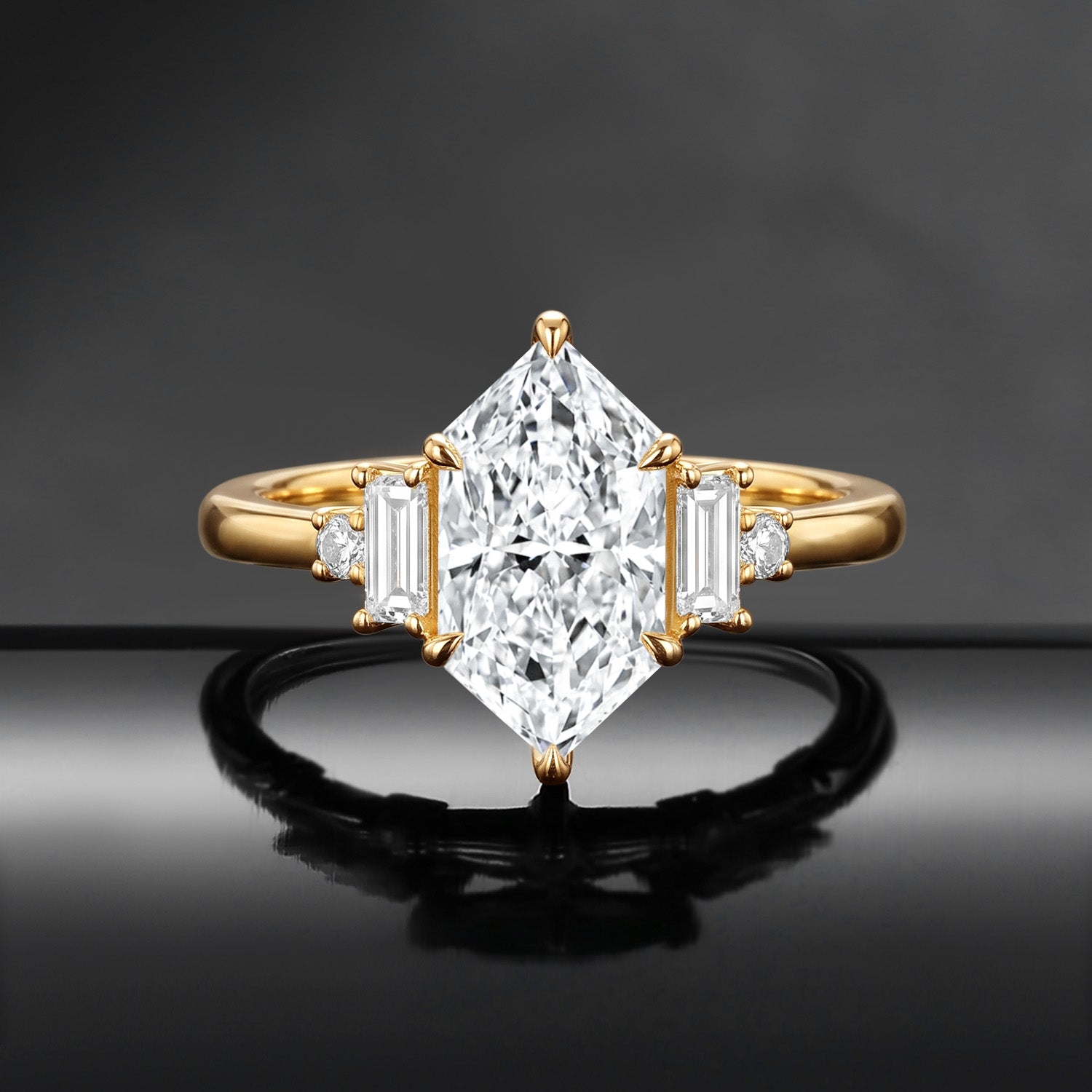 Classic Art-Deco IGI Certified Dutch Marquise Cut Lab Diamond Engagement Ring
