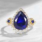 Crescent Moon | Vintage 9×12mm Blue Sapphire Halo Engagement Ring Mystic Moon