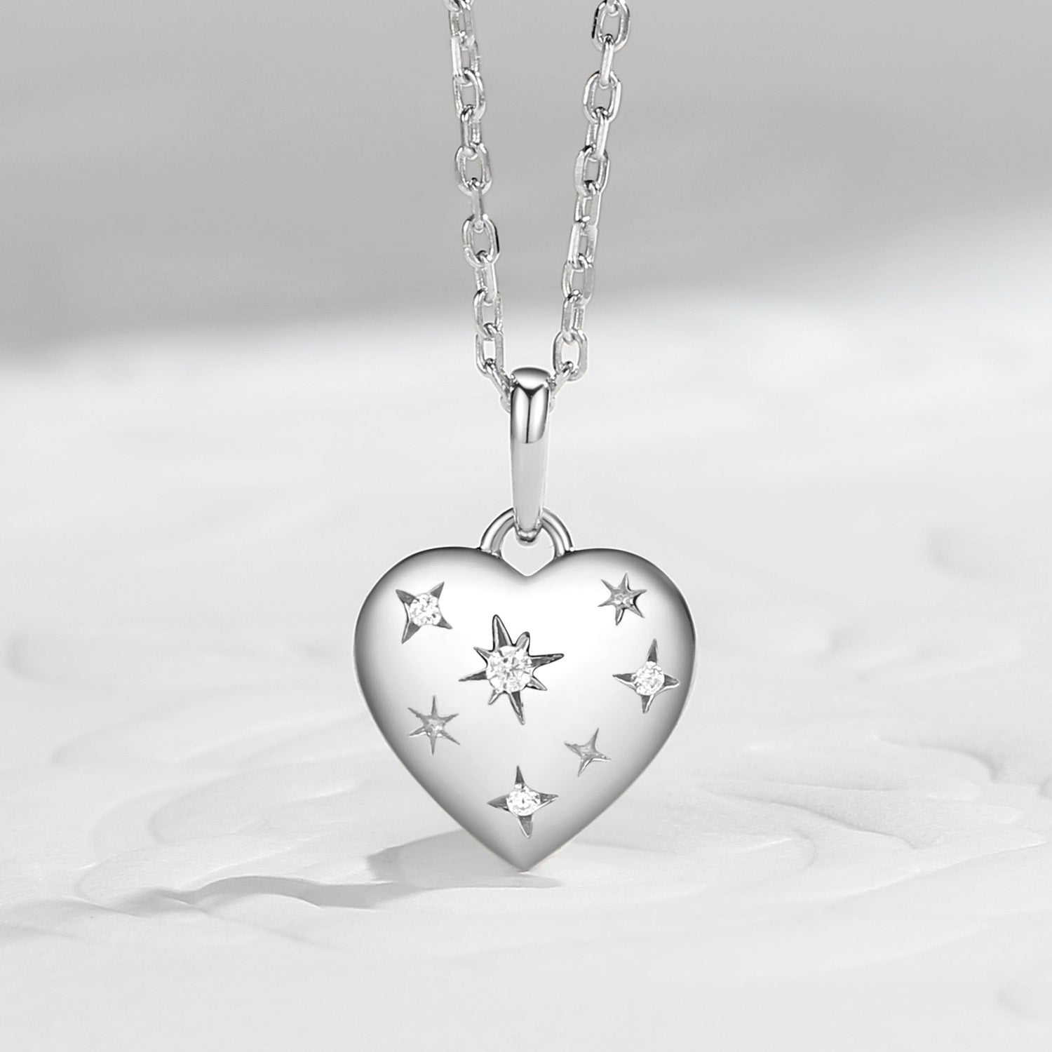 Starry Heart Shaped Pendant Heart Necklace