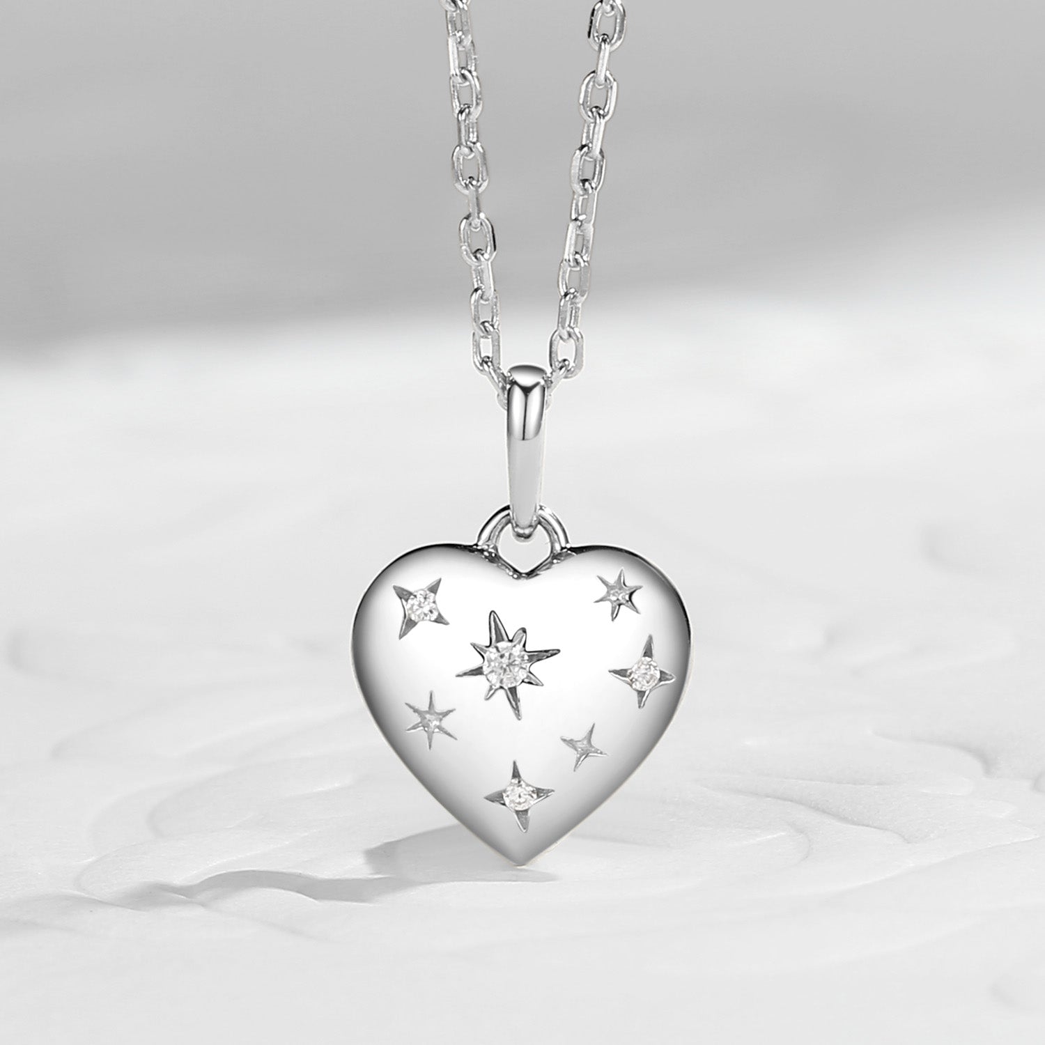 Starry Heart Shaped Pendant Heart Necklace