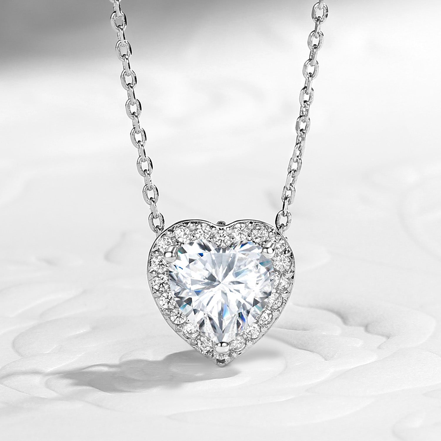 Halo Heart Shaped Moissanite Classic Necklace