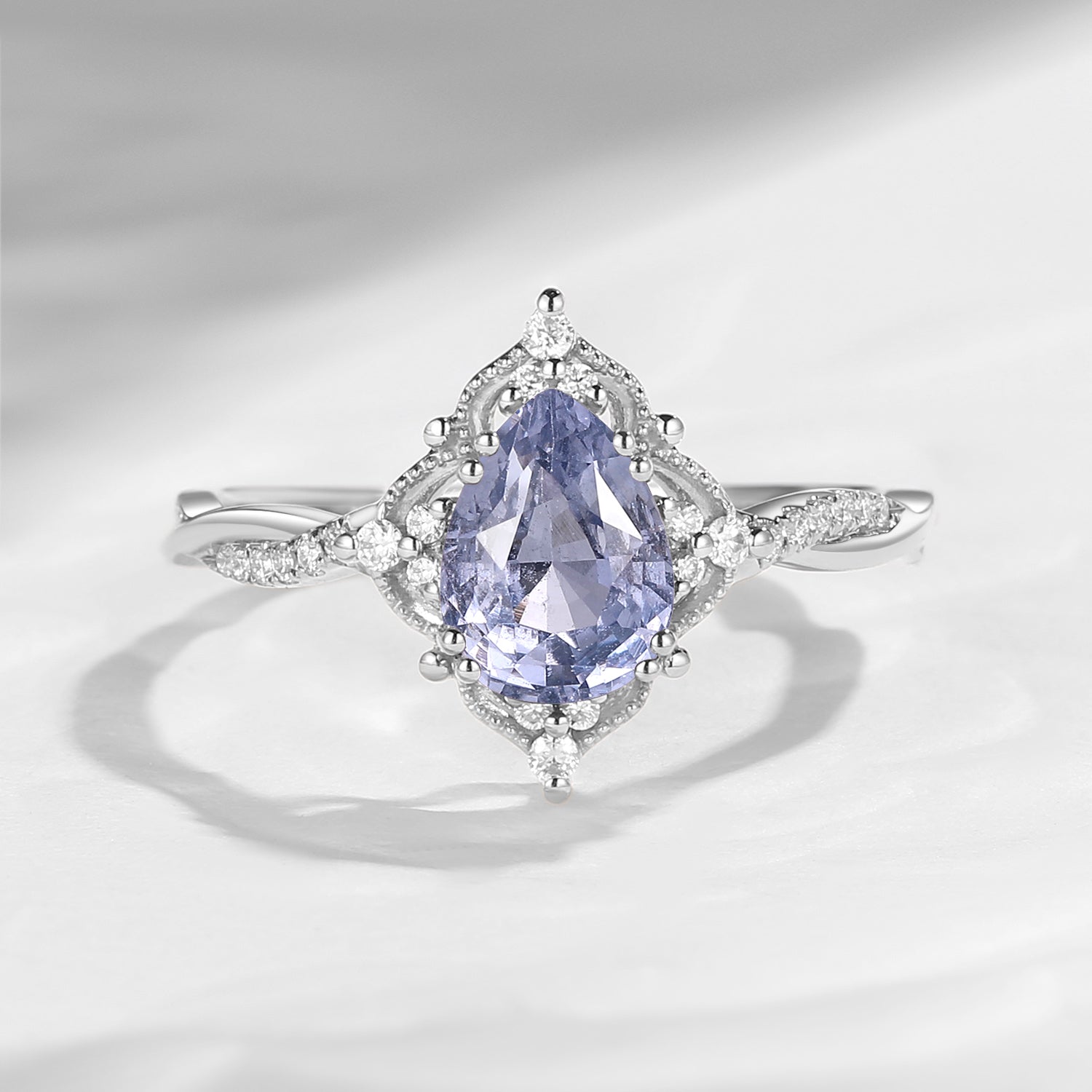 Vintage Style Pear Cut Natural Spinel Infinity Engagement Ring