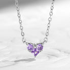 Three Stones Delicate Jewelry Heart Shaped Purple Moissanite Necklace