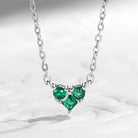 Three Stones Delicate Jewelry Heart Shaped Lab Emerald Necklace